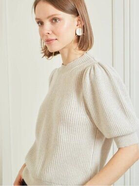 Charlotte Brody New York Cleo Wool Cashmere Pullover Sweater Beige XL